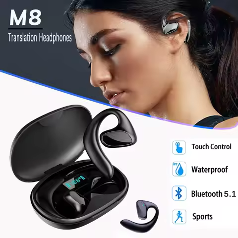 M8 AI Translator Earbuds 144 Languages Real Time Two Way Translation High Accuracy Wireless Bluetoot