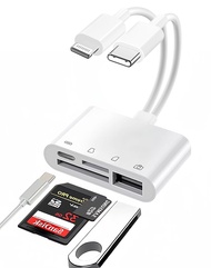 (Apple MFi Certified) SD Card Reader for iPhone iPad, 5-in-1 Lightning USB-C to Memory Card Viewer w