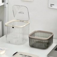 Ins Style Mini Storage Box Pop Lid Small Desktop Trash Can Transparent Tube Acrylic Light Luxury Pre