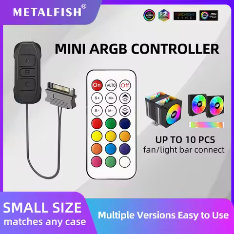 Metalfish MINI ARGB Controller 5V3PIN to SATA Light Regulator with Remote For PC case fans