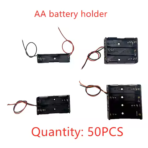 50PCS 1/2/3/4 Slot AA Battery Case 1.5V/3V/4.5V/6V AA Battery Holder Box AA Storage Case With Cable