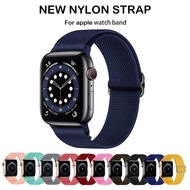[HOT JUXXKWIHGWH 514] ไนลอน Scrunchie สำหรับ Apple Watch Band 45มม. 44มม. 42มม. 41มม. 40มม. 38มม. ปรับสร้อยข้อมือยืดหยุ่นสำหรับ IWatch 7/6 /Se/ 5/4/3/ที่2/1