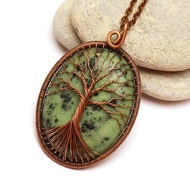 紅寶石黝簾石吊墜銅線編織石項鍊正能量首飾