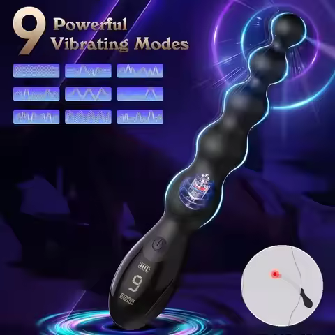 9 Speed Anal Vibrator Anal Massage Beads Prostate Massager Dual Motor Butt Plug Stimulator Female Va