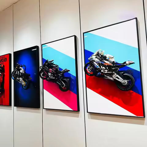 Display Wallboard Compatible with LEGO 42130 BMW Motorcycles Building Block Cars Model Wall Mount Di