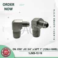ELBOW ADAPTOR 90 HYDRAULIC HOSE NEPEL JIC 3/ 4" x NPT 1" 12MJ-16MB 1JN9-12-16