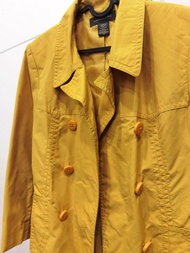 美國Banana Republic 橙黃雙排扣帥氣西裝外套造型防潑水風衣Vintage