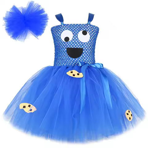 Cartoon Cookie Costumes for Girls TV Show Muppet Characters Tutu Dress Halloween Kids Birthday Outfi