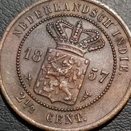 Koin 2.5 Cent Nederlandsch Indie (Hindia Belanda) Tahun 1857 Detail