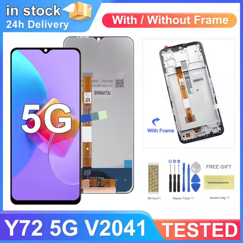 6.58" For vivo Y72 5G Lcd Display Touch Screen Digitizer Assembly with Frame for Vivo Y72 V2041 LCD 