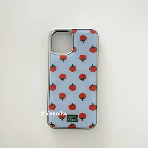 Ins Korean Full Screen Totatoes Summer Blue Phone Case For iPhone 16 15 14 13 12 11 Pro MAX 16E XR X