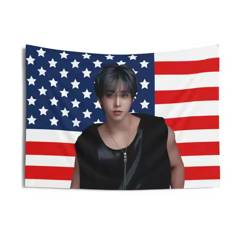 Han Jisung Black Sleeveless American Flag Stray Kids Concert Banner SKZ Kpop Banner Stray Kids Ate S