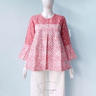 Shanaya Batik Blus Alisa Garutan Blouse Kerja kemeja wanita Cantik unik lucu kombinasi kekinian
