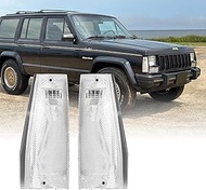 USR 84-96 Cherokee XJ Front Corner Lights - Euro Style Clear Front Cornering Lamps Set (Left + Right