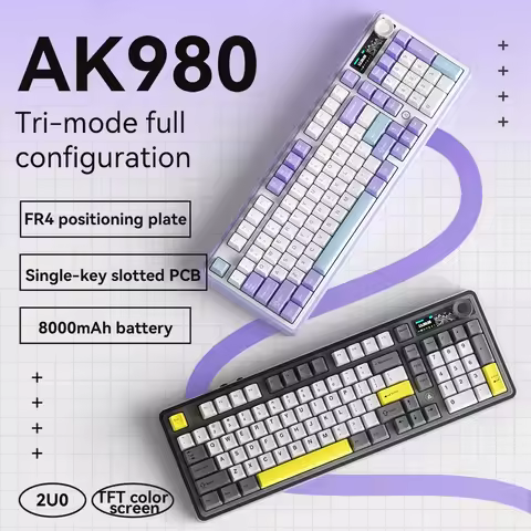 AJAZZ AK980 Wireless Mechanical Keyboards with Display Knob RGB Customizable 98% Gaming Keyboard wit