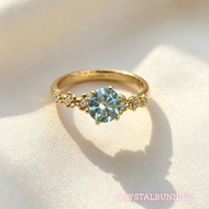 S925 Silver Mint Green Moissanite Ring 1ct Adjustable Ring Size