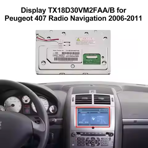 Display for Peugeot 308 407 807 Radio Navigation TX18D30VM2FAA/B Dashboard Screen Replacement for Ca