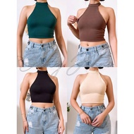 EMILY Halter Double Lining Cotton Spandex Neck Crop Top New Arrival 11037