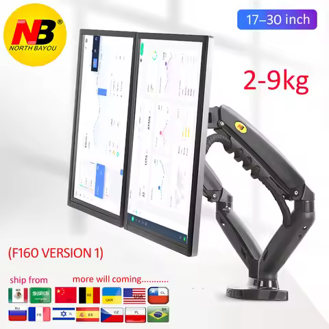 NB NEW F160 gas spring 17"-27"30" Dual Monitor Holder Arm desktop 360 rotate computer holder 2-9KG M
