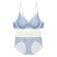 Aimer Chuang Big Cup Small Chest Illusion Bra Panty Set Hollow Design Full Cup Bra Nylon Fabric Fixe