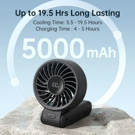 JISULIFE  Life7 Portable Mini Fan 5000mAh With LED Display 150°Folded 5 Speeds Strong USB Rechargeab