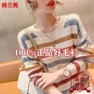 autumn jacket woman winter jacket woman jacket woman Early Autumn Women's Hollow Stripe Knitwear Blo
