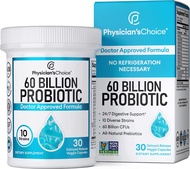 Physician's CHOICE Probiotics 60 Billion CFU - 10 Diverse Strains + Organic Prebiotic - Digestive &amp; Gut Health - Supports Occasional Constipation, Diarrhea, Gas &amp; Bloating - Probiotics For Women &amp; Men 60B Probiotic 30.0 Servings (Pack of 1)