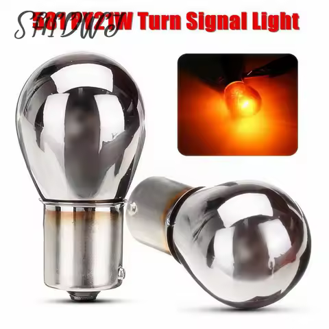 1pcs Car Indicator Light Turn Signal Chrome Plated Amber Bulbs 581 BAU15S PY21W Car Indicator Light