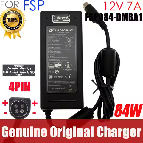 Genuine 4-Pin 12V 7A 84W Power Supply For Netgear NU-90-9120700-12 2ABP084F AC Adapter Charger 332-1