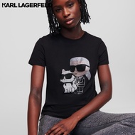 KARL LAGERFELD - KARL IKONIK RHINESTONE KARL & CHOUPETTE T-SHIRT 230W1772 เสื้อยืด