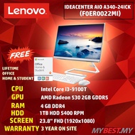 Lenovo A340-24ICK F0ER0022MI 23.8 FHD Touch AIO Desktop PC White ( i3-9100T, 4GB, 1TB, R530 2GB, W10