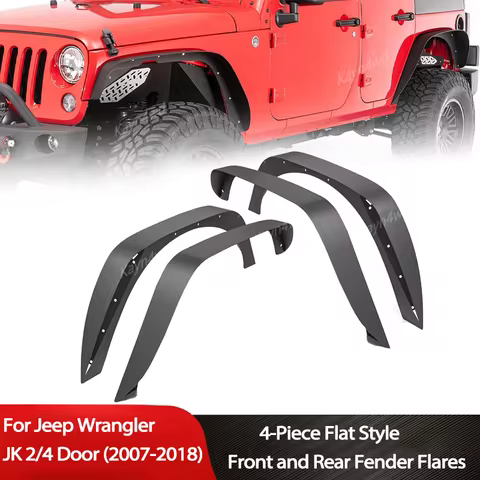 Off Road 4x4 Off Road Steel 4-Piece Flat Style Front and Rear Fender Flares Wheel Arch Kit For Jeep 
