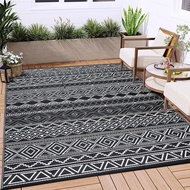 Outdoor Rug 6x9 Patio Waterproof, Plastic Straw Rug Reversible Patio Rugs, Camping Rug Mat Large Boh