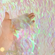 WISDOM Rain Curtain, Colorful Metallic Foil Wavy Curtain, Scene Arrangement Iridescent Transparent S