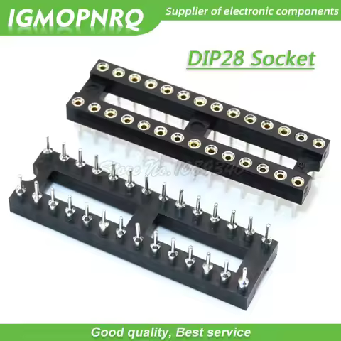 5pcs DIP-28 Round Hole 28 Pins 2.54MM DIP DIP28 IC Sockets Adaptor Solder Type 28PIN IC Connector IG