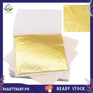 [beautybaby.ph] 200 Piece Gold Sheets Gold Foil for Art Gilding Flakes Multipurpose 8.5x8 cm Leaves 
