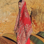 【ks1500.my】 Xinjiang Yunnan Lijiang Travel Ethnic Red Scarf Summer Sunscreen Shawl Travel Desert Pho