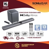 SonicGear StudioBar 3000/6000/9000 Dolby Atmos 5.1.2 ch Soundbar with Wireless Subwoofer | Dual Mic