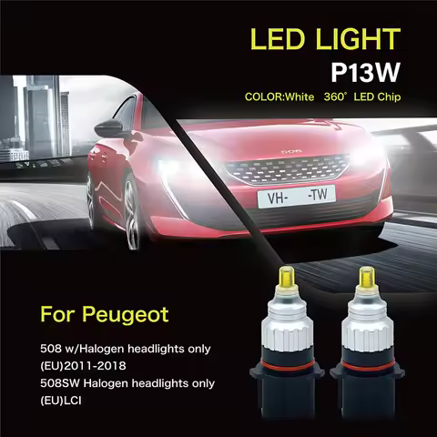 Fit For Peugeot 508 508SW Daytime Running Light DRL Automotive Fog Lamp P13W 12277 SH23W 2Pcs/Set 36