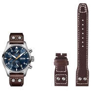 สายนาฬิกาข้อมือหนังของแท้คุณภาพสูง20มม. เหมาะสำหรับ IWC นักบินใหญ่ Spitfire GUN สีน้ำตาลสีดำสีน้ำเงินนาฬิกาหนังวัว