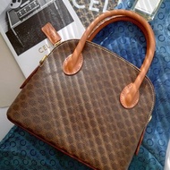 中古極美品 CELINE 棕花迷你手挽貝殼包單肩包斜揹包斜挎包手拿包