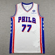 Foreign Trade Embroidered Jersey Basketball Uniform 76 Players No. 77 Regular White Edge Com Jersey 