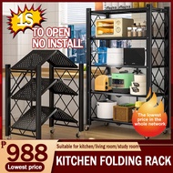 Kitchen Foldable Rack Shelves Kitchen Racks Organizer Multi-layer Stainless Steel Shelf Cabinet Space Saver Shelf Layer Utility 5/4/3 Layer Kitchen Shelf Folding Multi Layer Pot Rack Microwave Oven Storage Rack with Wheels Movable