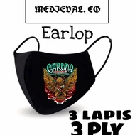 Masker GARUDA PANCASILA / Masker hitam 3PLY/ masker kain 3 lapis 3 ply - GARUDA GOLD, KAIN 3PLY