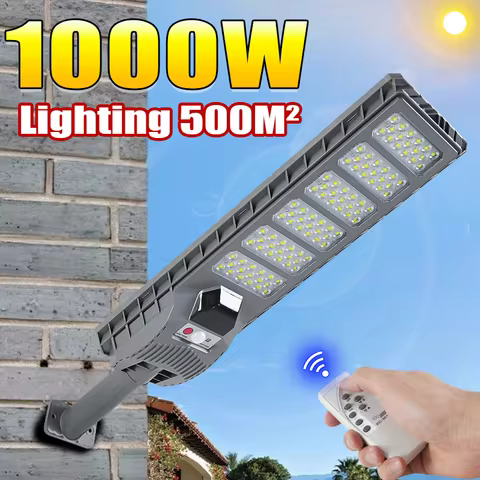 1000W Powerful LED Solar Light Outdoor IP67 Waterproof with Motion Sensor Floodlight Remote Control 