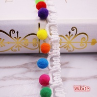 Multicolour Bobble Pom-Pom Tassel Fabric - Perfect for Crafting & Decorating | Up to 1 Yard, 2.5cm W
