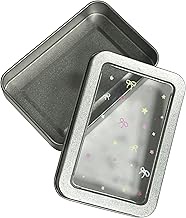 2PCS Metal Tin Box with Clear Window Metal Cute Pattern Bow Star Storage Organizer Tins for Cookies 