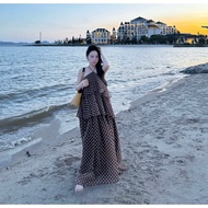 Straight maxi dress with flared collar and brown ball gown HT802, with real product photo