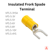 100Pcs Fork Spade Terminal Fork Terminals for Wire Lug Terminal VF5.5-3YSA/ VF5.5-3Y/ VF5.5-5Y/ VF5.
