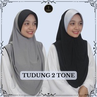 TUDUNG SARUNG 2 TONE  SPORT SUKAN / CASUAL  INSTANT HIJAB MOSSCREPE AWNING SCUBA (S/M)